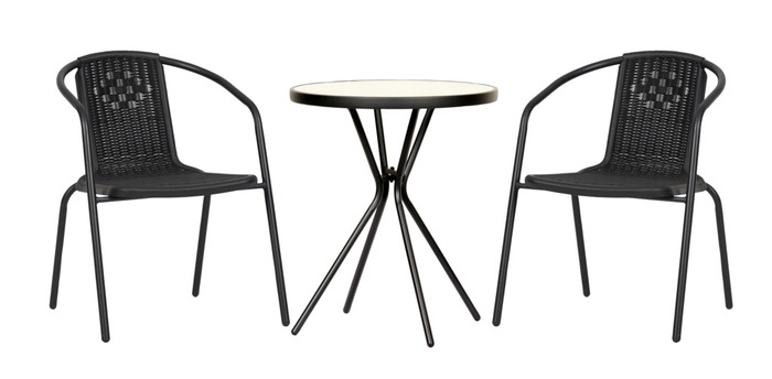 Kafébord metall/glass svart Ø60 cm - Sunlife